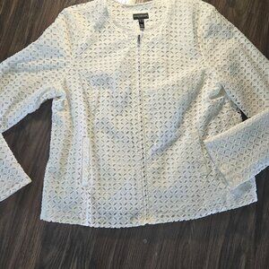 LONG TALL SALLY White Cotton Eyelet Lightweight Jacket NWOT/SIZE 16